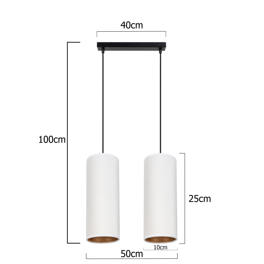 Candeeiro de teto suspenso AVALO 2xE27/60W/230V branco/cobre