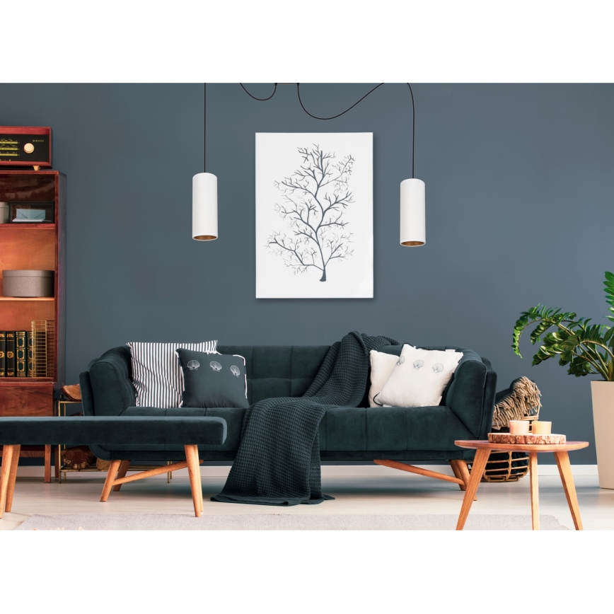 Candeeiro de teto suspenso AVALO 2xE27/60W/230V aranha branco/cobre