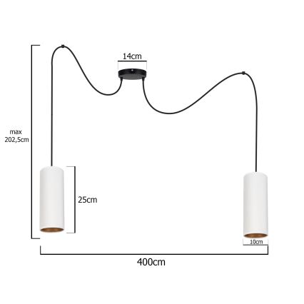Candeeiro de teto suspenso AVALO 2xE27/60W/230V aranha branco/cobre