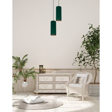 Candeeiro de teto suspenso AVALO 2xE27/60W/230V diâmetro 20 cm verde/cobre