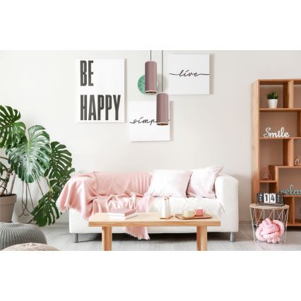 Candeeiro de teto suspenso AVALO 2xE27/60W/230V diâmetro 20 cm rosa/cobre