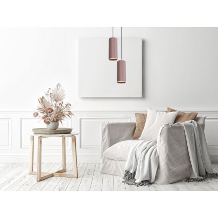 Candeeiro de teto suspenso AVALO 2xE27/60W/230V diâmetro 20 cm rosa/cobre