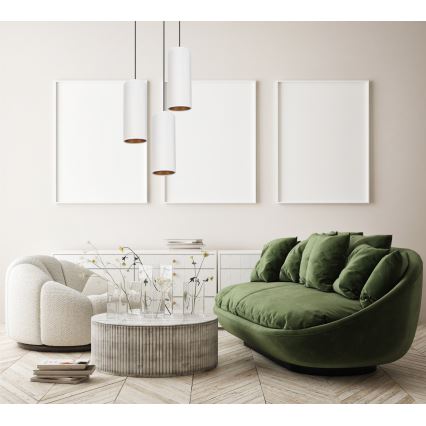 Candeeiro de teto suspenso AVALO 3xE27/60W/230V diâmetro 35 cm branco/cobre