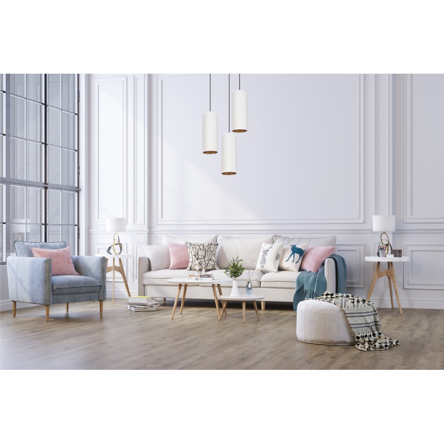 Candeeiro de teto suspenso AVALO 3xE27/60W/230V diâmetro 35 cm branco/cobre