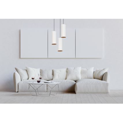 Candeeiro de teto suspenso AVALO 3xE27/60W/230V diâmetro 35 cm branco/cobre