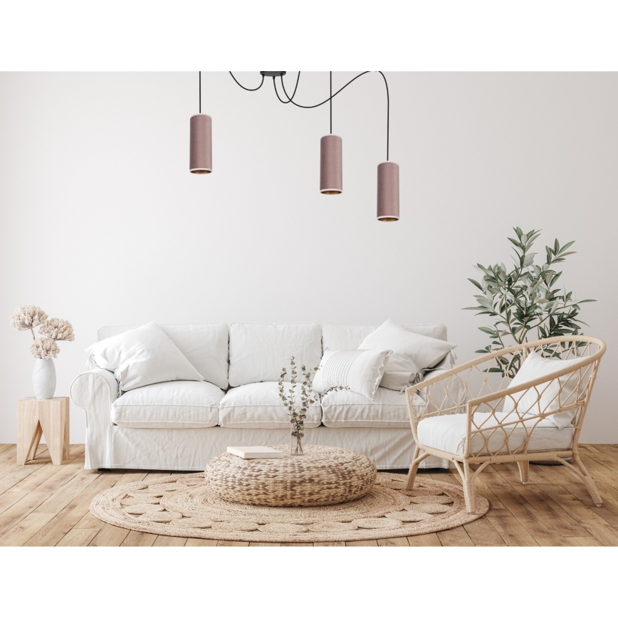 Candeeiro de teto suspenso AVALO 3xE27/60W/230V aranha rosa/cobre