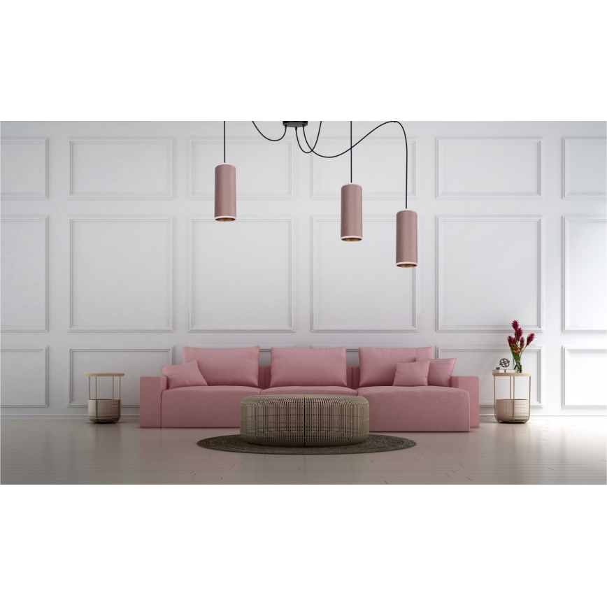 Candeeiro de teto suspenso AVALO 3xE27/60W/230V aranha rosa/cobre