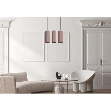 Candeeiro de teto suspenso AVALO 3xE27/60W/230V rosa/cobre