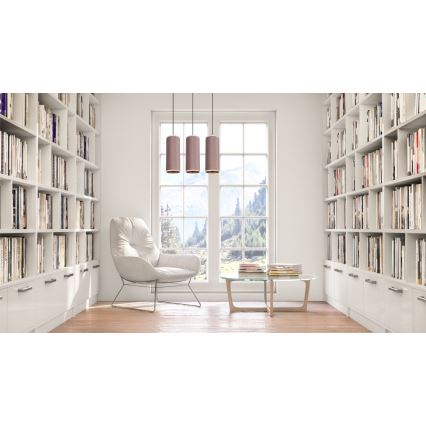 Candeeiro de teto suspenso AVALO 3xE27/60W/230V rosa/cobre