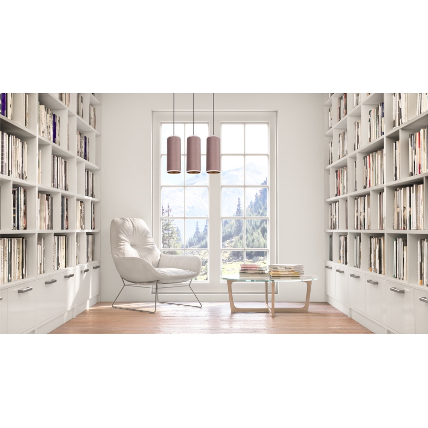 Candeeiro de teto suspenso AVALO 3xE27/60W/230V rosa/cobre