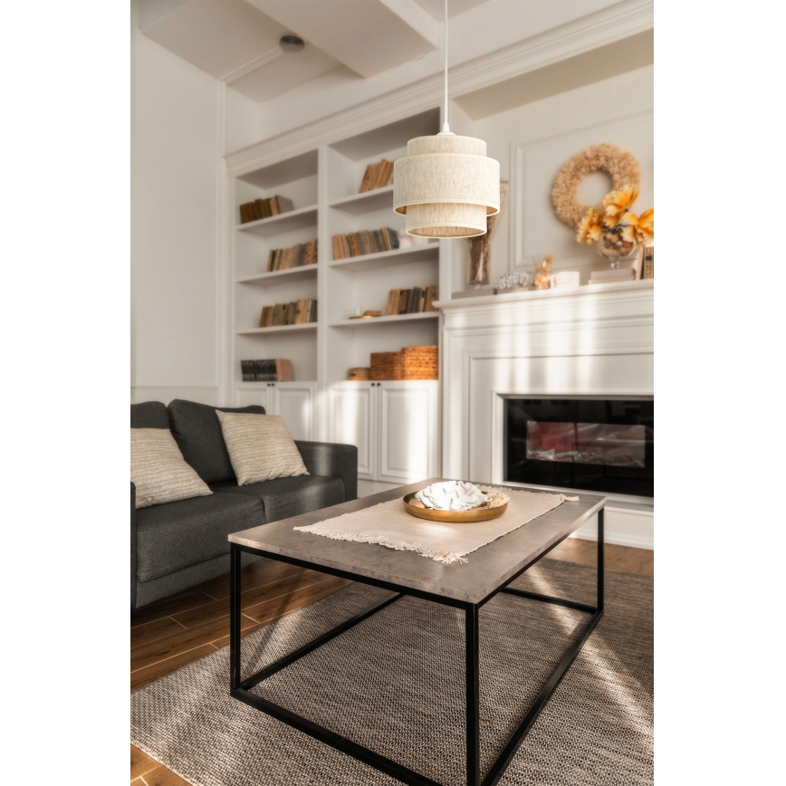 Lustre BOHO com cabo 1xE27/60W/230V Ø 20 cm branco