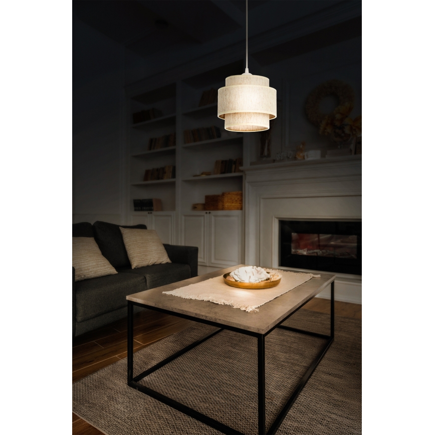 Lustre BOHO com cabo 1xE27/60W/230V Ø 20 cm branco