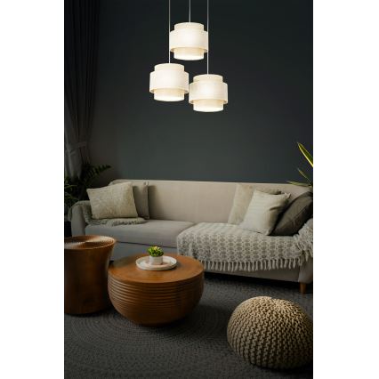 Lustre BOHO em cabo 3xE27/60W/230V creme/juta