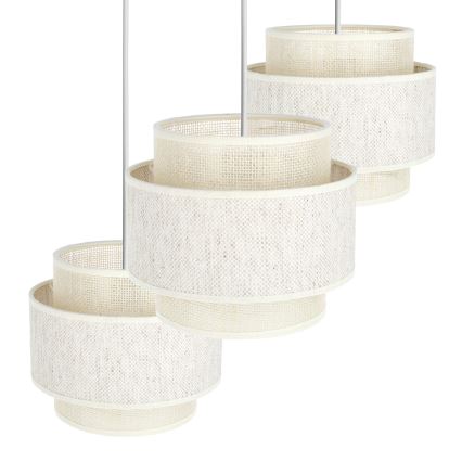 Lustre BOHO em cabo 3xE27/60W/230V creme/juta