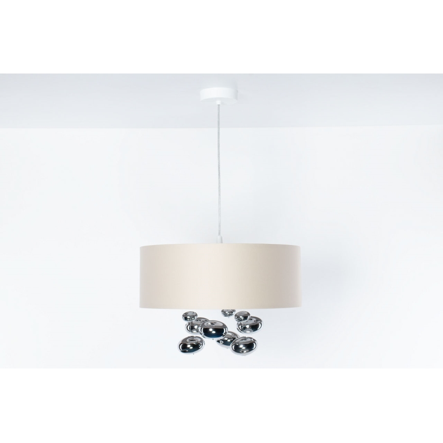 Lustre BUBBLE suspenso com cabo 1xE27/60W/230V Ø 40 cm bege