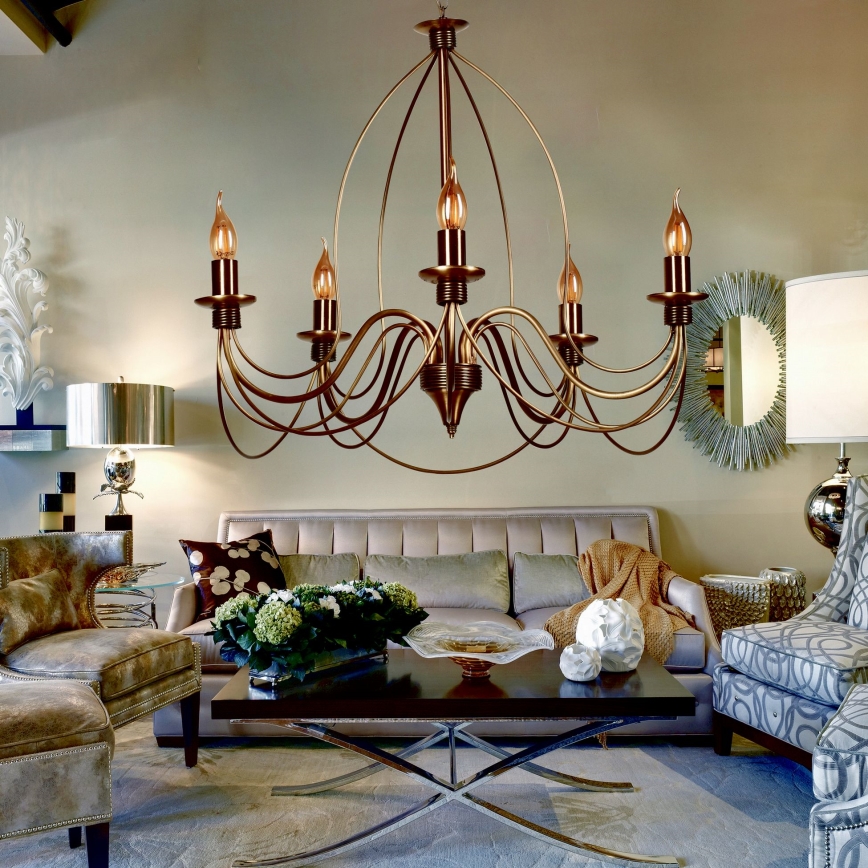 Lustre CLASSIC suspenso por corrente, 5xE14/40W/230V, bronze