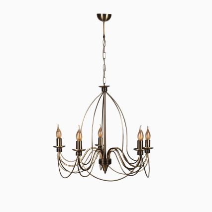 Lustre CLASSIC suspenso por corrente, 5xE14/40W/230V, bronze