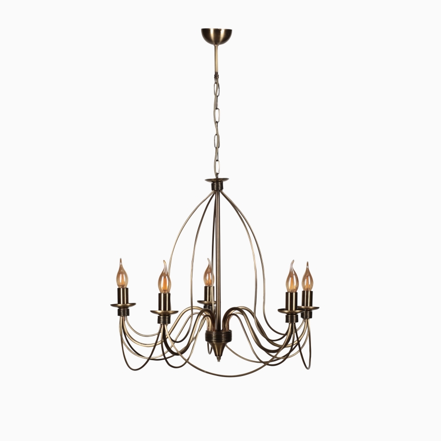 Lustre CLASSIC suspenso por corrente, 5xE14/40W/230V, bronze