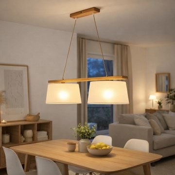 Lustre com cabo AIDA 2xE27/60W/230V, diâmetro 35 cm, carvalho
