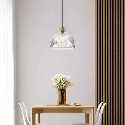 Lustre com cabo ASTA 1xE27/60W/230V Ø 28 cm carvalho