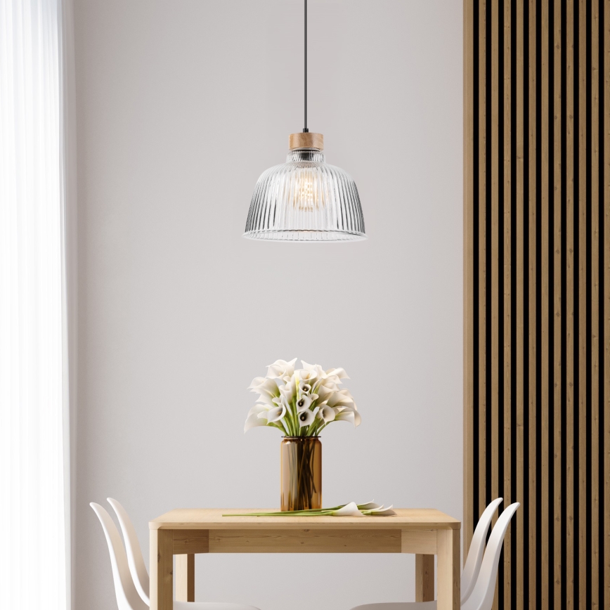 Lustre com cabo ASTA 1xE27/60W/230V Ø 28 cm carvalho