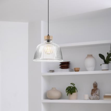 Lustre com cabo ASTA 1xE27/60W/230V Ø 28 cm carvalho