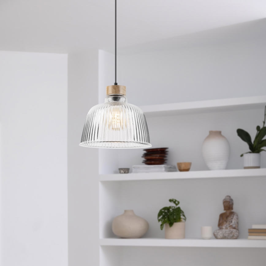 Lustre com cabo ASTA 1xE27/60W/230V Ø 28 cm carvalho