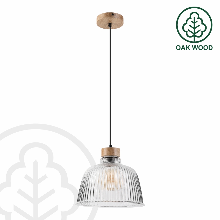 Lustre com cabo ASTA 1xE27/60W/230V Ø 28 cm carvalho
