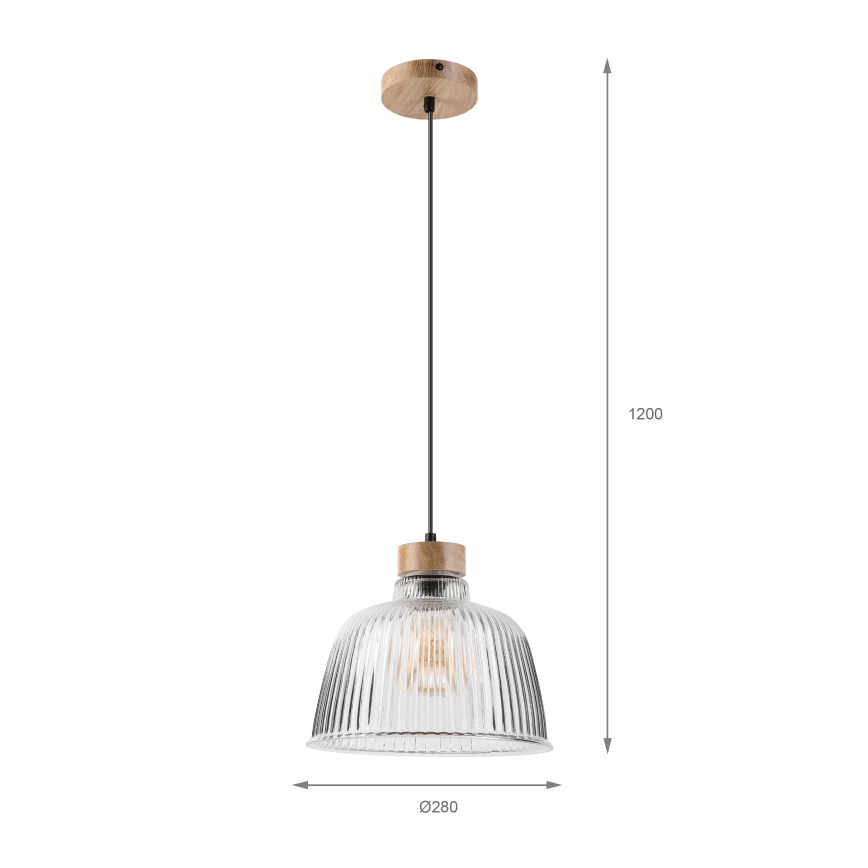 Lustre com cabo ASTA 1xE27/60W/230V Ø 28 cm carvalho