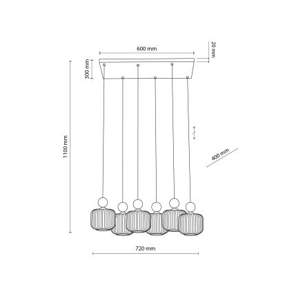 Lustre com cabo BALLO 6xE14/10W/230V bege