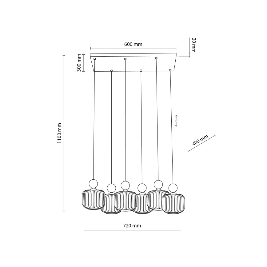 Lustre com cabo BALLO 6xE14/10W/230V bege