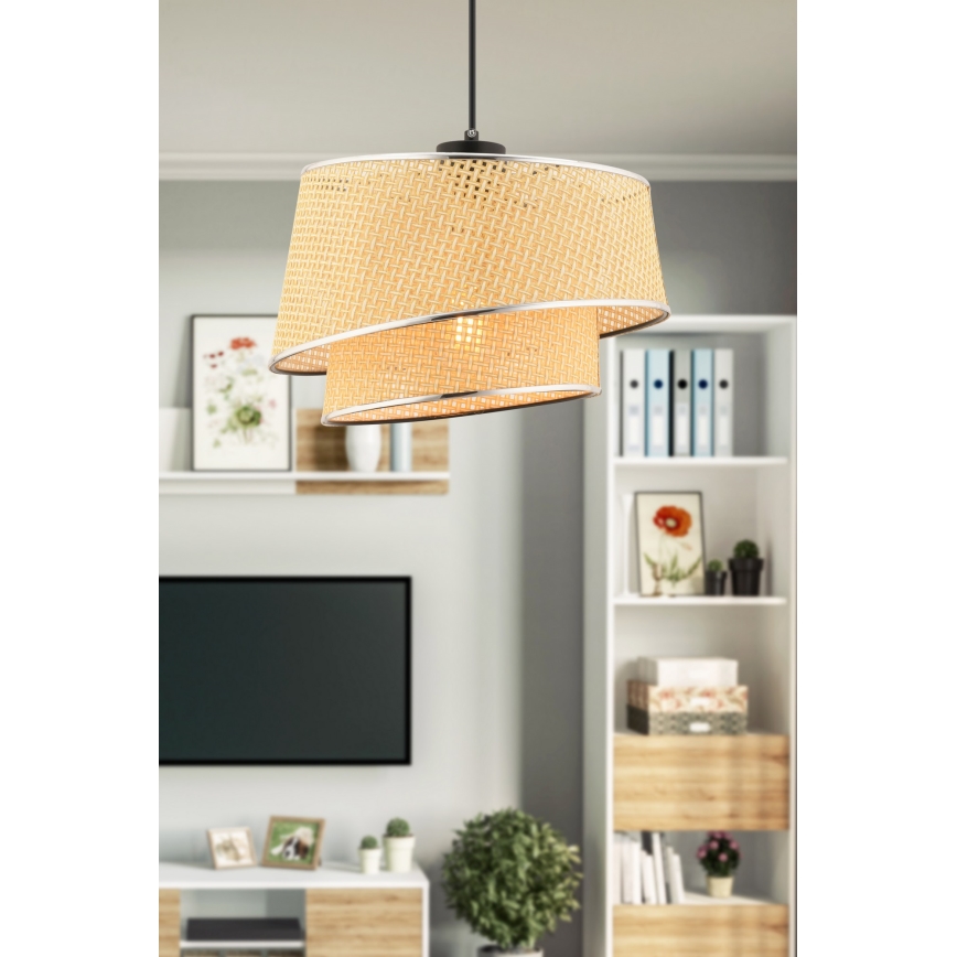 Lustre com cabo BARETTE 1xE27/60W/230V bege/cromado brilhante