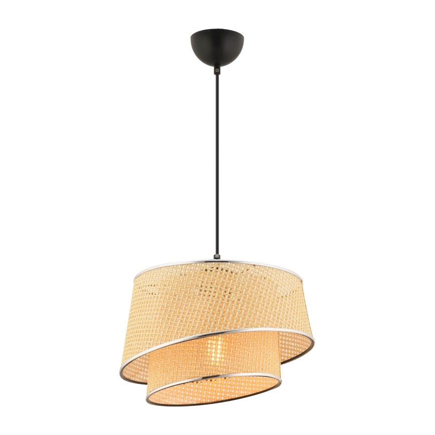 Lustre com cabo BARETTE 1xE27/60W/230V bege/cromado brilhante