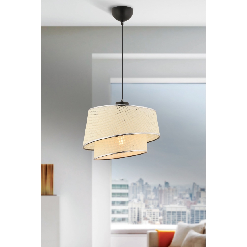 Lustre com cabo BARETTE 1xE27/60W/230V creme/cromado brilhante