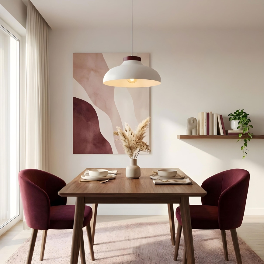 Lustre com cabo BASCA 1xE27/15W/230V creme/bordô