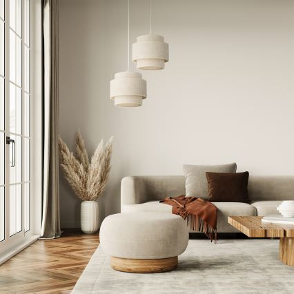 Lustre com cabo BOHO 2xE27/60W/230V branco