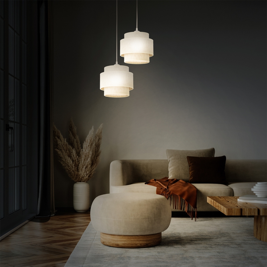 Lustre com cabo BOHO 2xE27/60W/230V branco