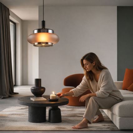 Lustre com cabo BRIZI 1xE27/40W/230V cinzento/fumado