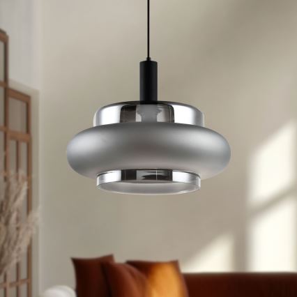 Lustre com cabo BRIZI 1xE27/40W/230V cinzento/fumado