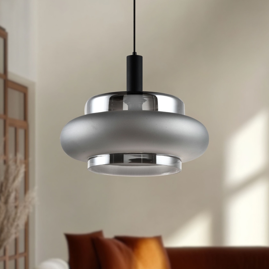 Lustre com cabo BRIZI 1xE27/40W/230V cinzento/fumado