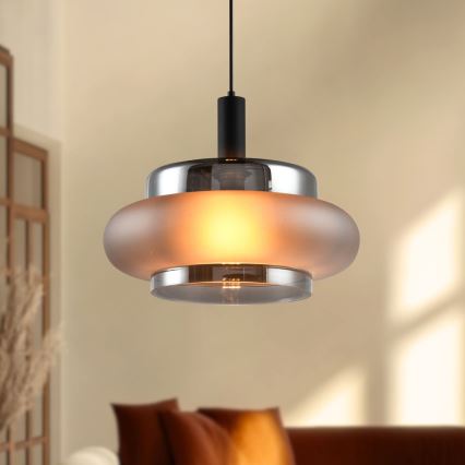 Lustre com cabo BRIZI 1xE27/40W/230V cinzento/fumado