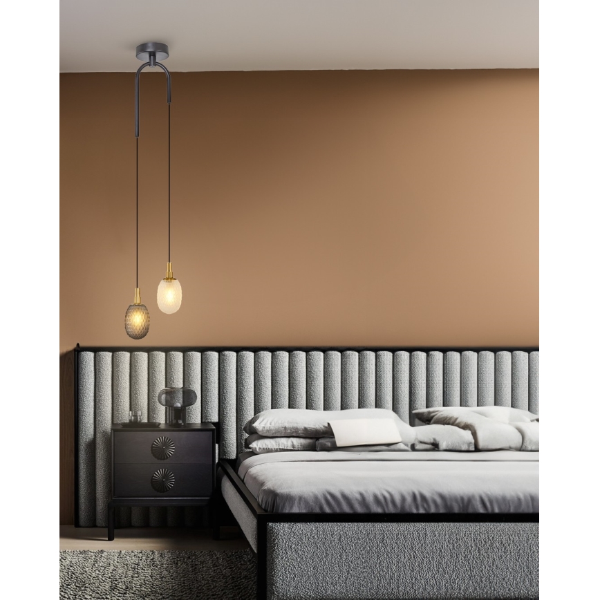 Lustre com cabo CACTUS 2xG9/5W/230V cinzento/branco