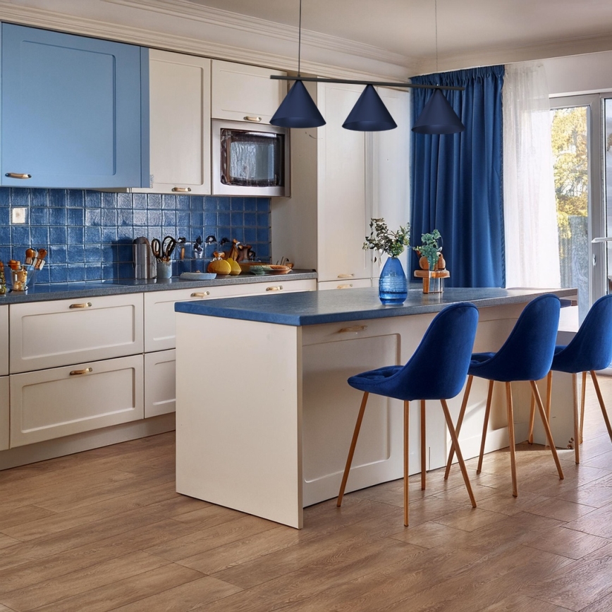 Lustre com cabo CAPITAL 3xGX53/15W/230V azul
