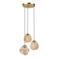 Lustre com cabo CRISTAL 3xE14/15W/230V latão/bege fumê