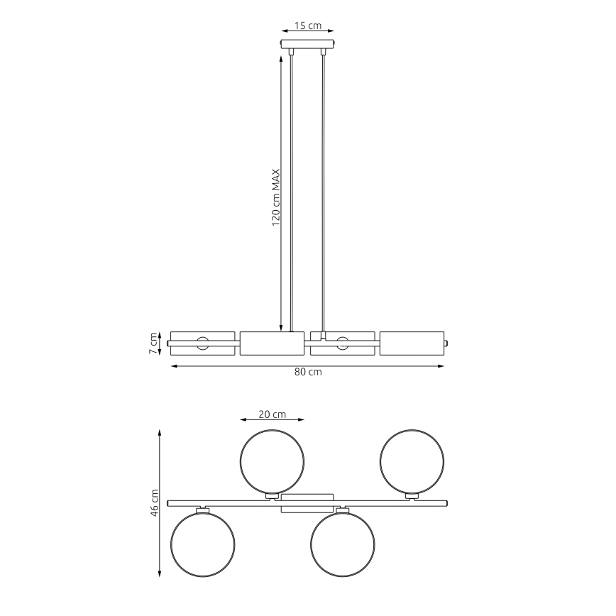 Lustre com cabo DRUMZ 4xE14/10W/230V preto