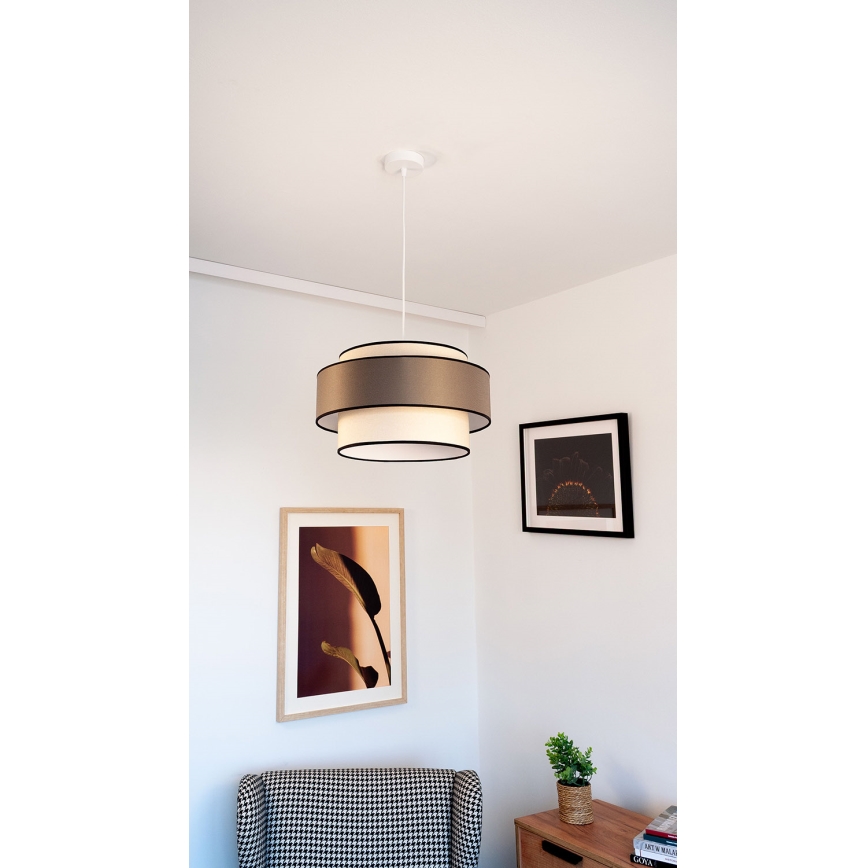 Lustre com cabo GRACE 1xE27/60W/230V diâmetro 40 cm creme/cinzento