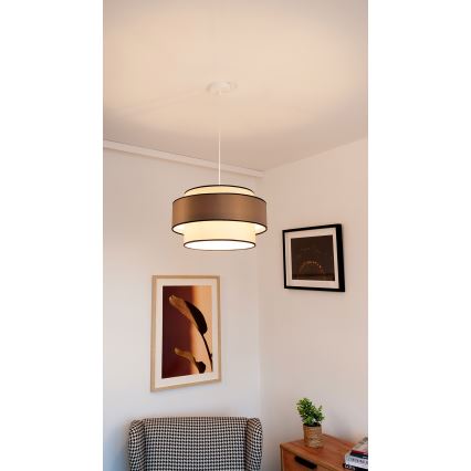 Lustre com cabo GRACE 1xE27/60W/230V diâmetro 40 cm creme/cinzento