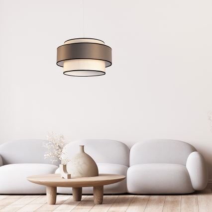 Lustre com cabo GRACE 1xE27/60W/230V diâmetro 40 cm creme/cinzento
