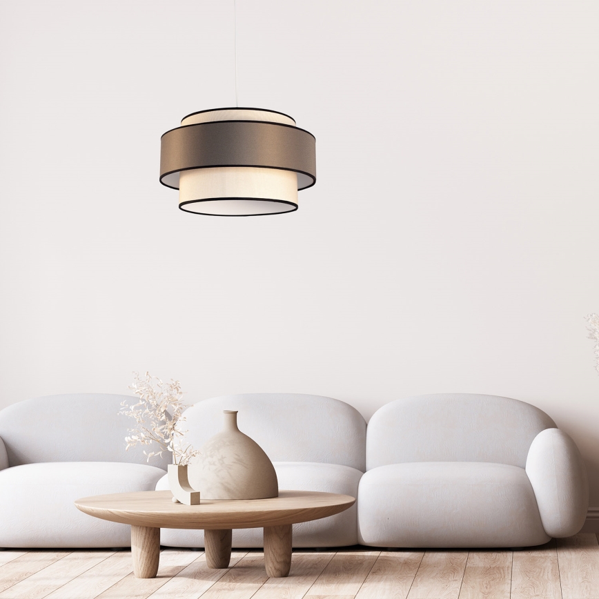 Lustre com cabo GRACE 1xE27/60W/230V diâmetro 40 cm creme/cinzento