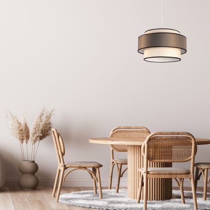 Lustre com cabo GRACE 1xE27/60W/230V diâmetro 40 cm creme/cinzento